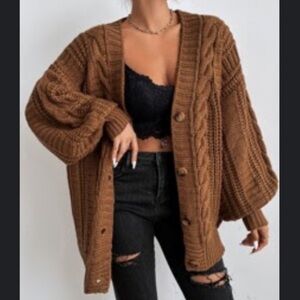 Cozy Brown Cable Knit Sweater